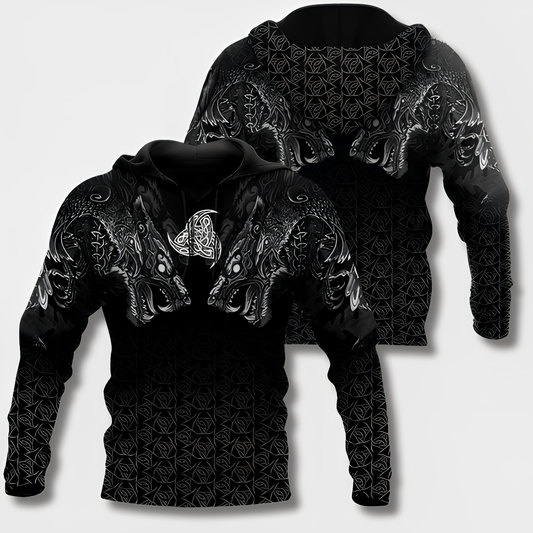 Sweat à capuche pour homme motif viking