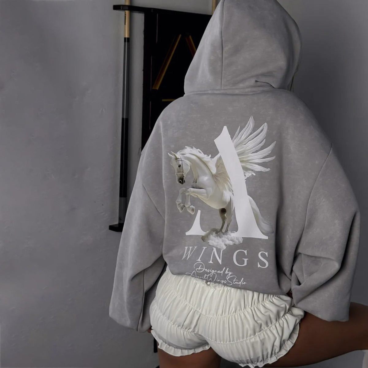 Sweat à capuche urbain pour femme avec imprimé graphique unique