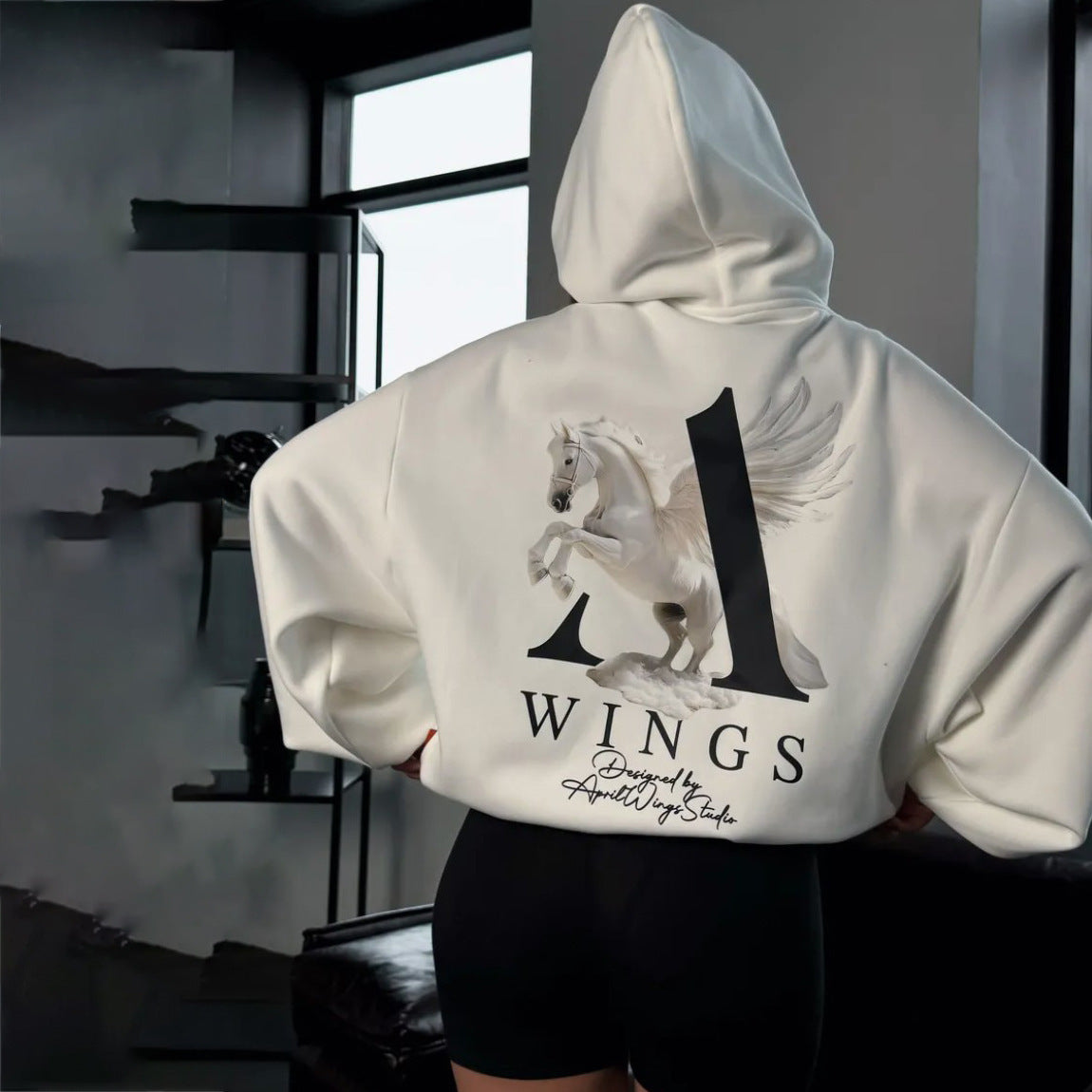 Sweat à capuche urbain pour femme avec imprimé graphique unique