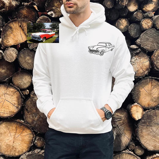 Sweat-shirt à capuche avec voiture brodée