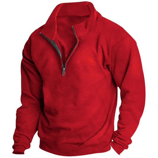 Sweat-shirt homme à col montant et demi-zip