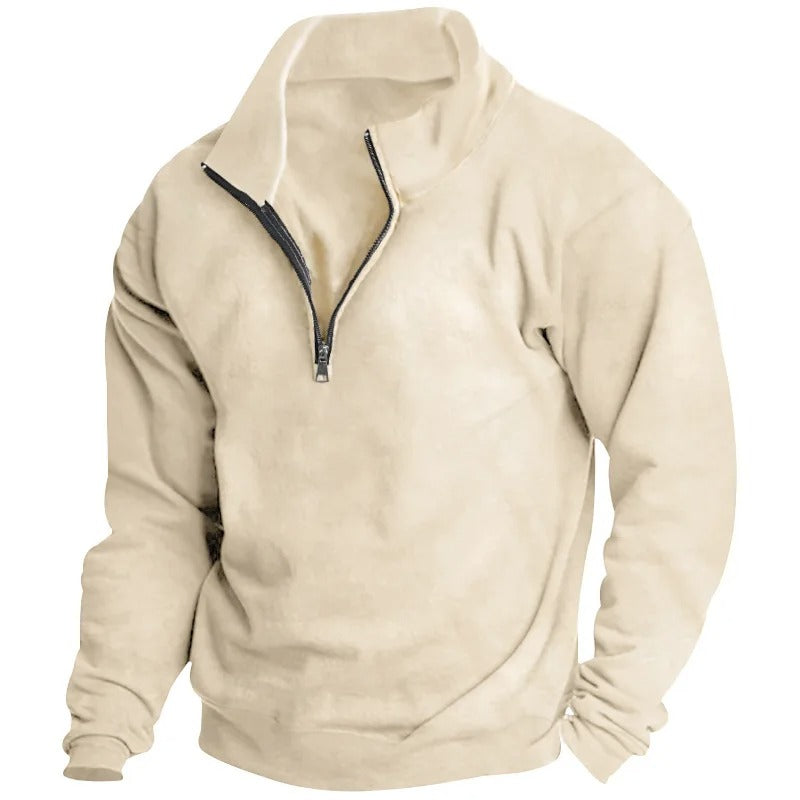 Sweat-shirt homme à col montant et demi-zip