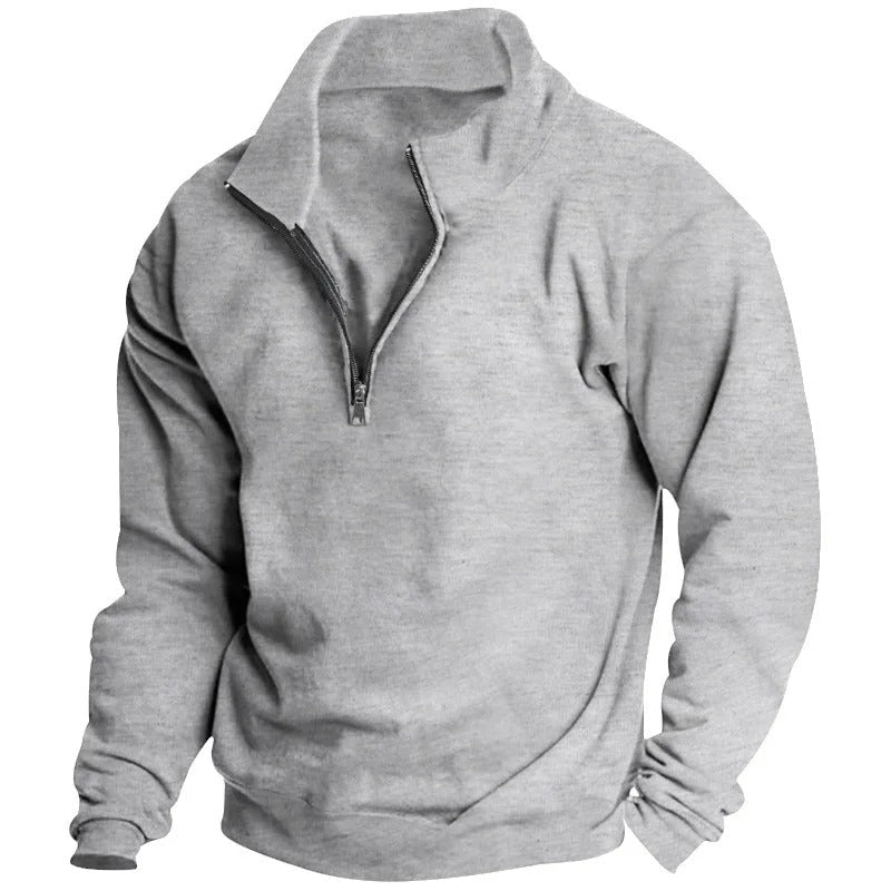 Sweat-shirt homme à col montant et demi-zip