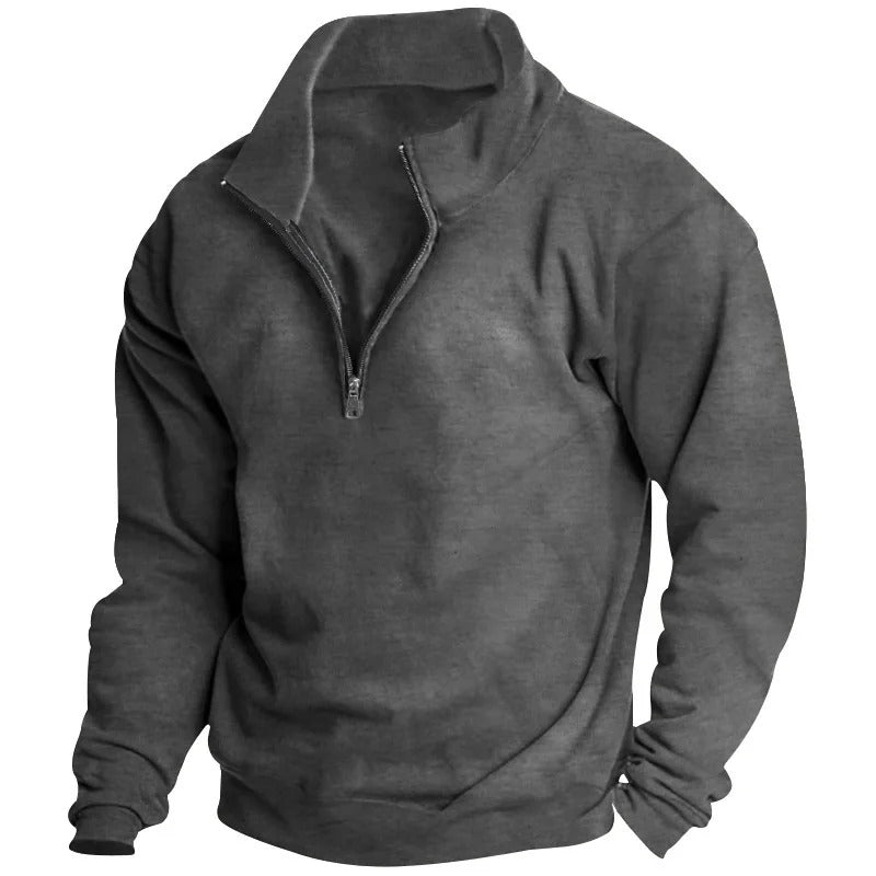 Sweat-shirt homme à col montant et demi-zip