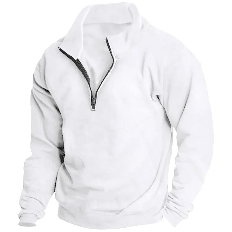 Sweat-shirt homme à col montant et demi-zip