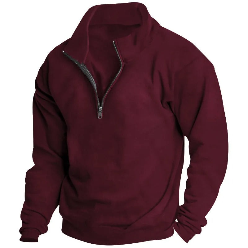 Sweat-shirt homme à col montant et demi-zip