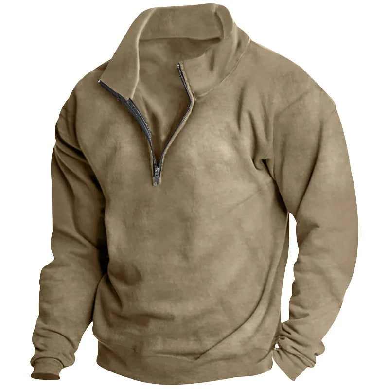 Sweat-shirt homme à col montant et demi-zip