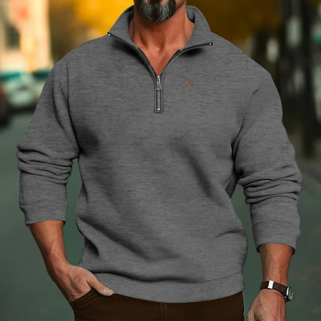 Sweat-shirt homme à col montant et demi-zip
