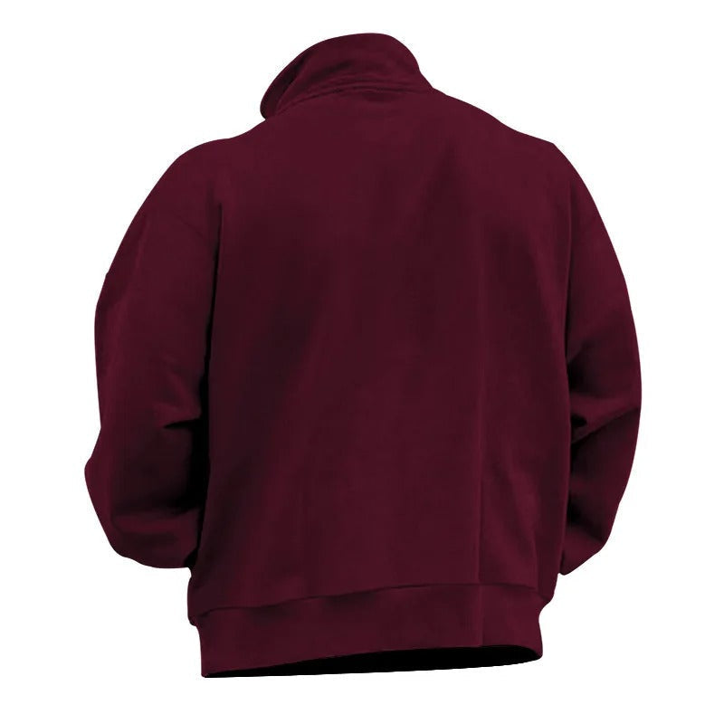 Sweat-shirt homme à col montant et demi-zip