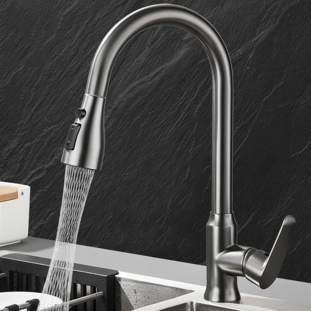 SWIVELUX – Elegant kitchen faucet with pull-out function and 360° rotation