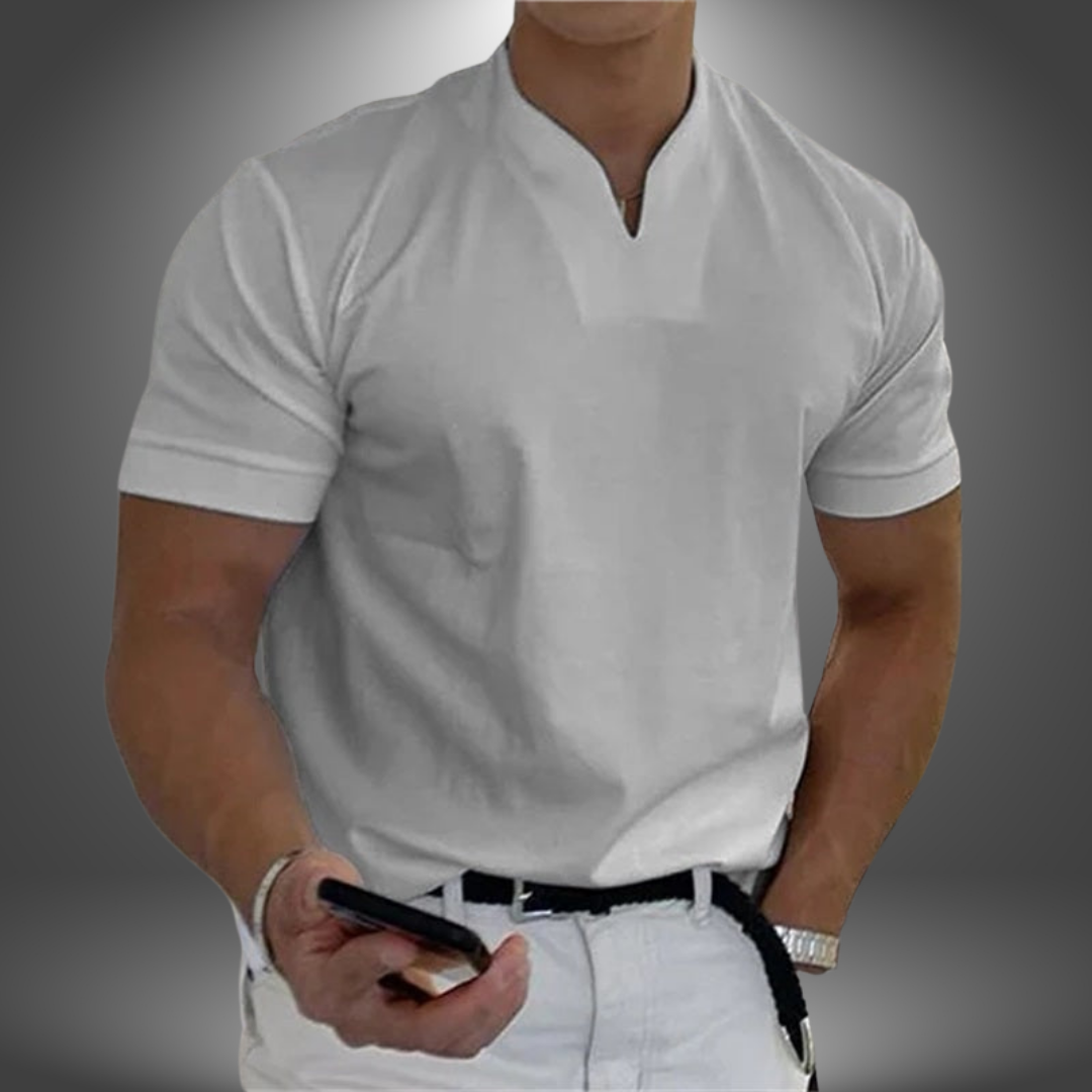T-shirt à col en V et manches courtes pour homme