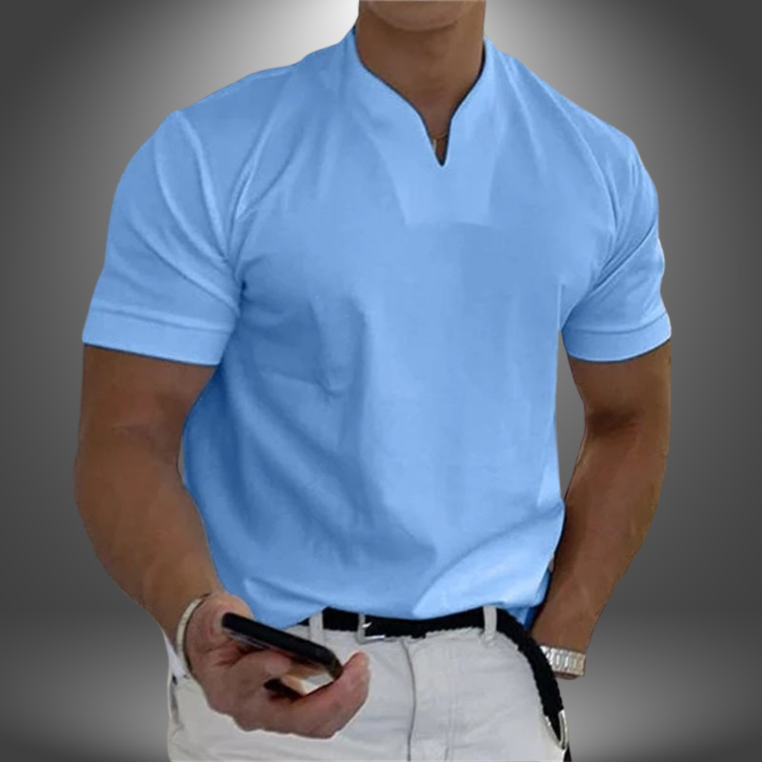 T-shirt à col en V et manches courtes pour homme