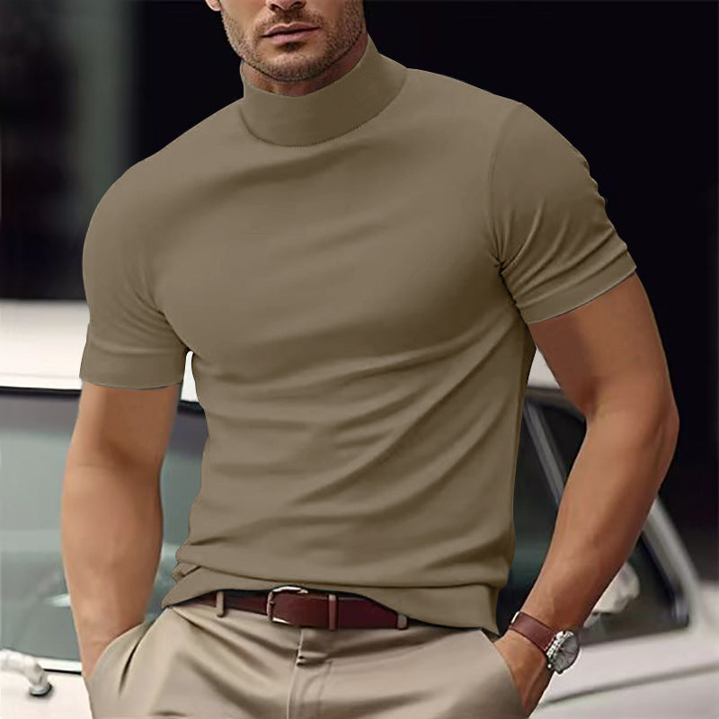 T-shirt à col montant et manches courtes pour homme, casual, moderne et basique