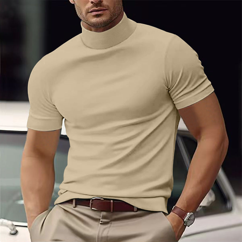 T-shirt à col montant et manches courtes pour homme, casual, moderne et basique