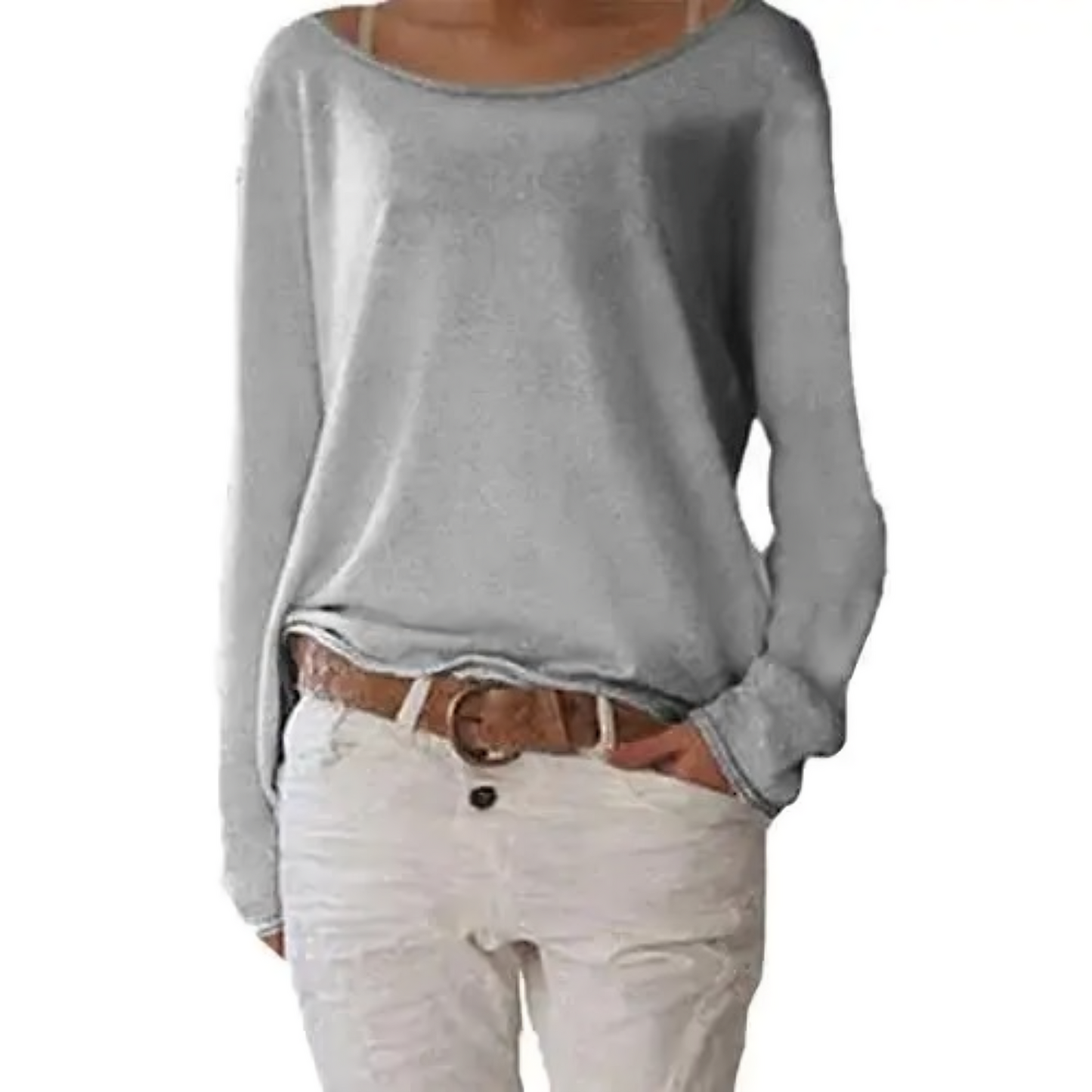 T-shirt à manches longues en laine simple et confortable pour le bureau - Jaune
