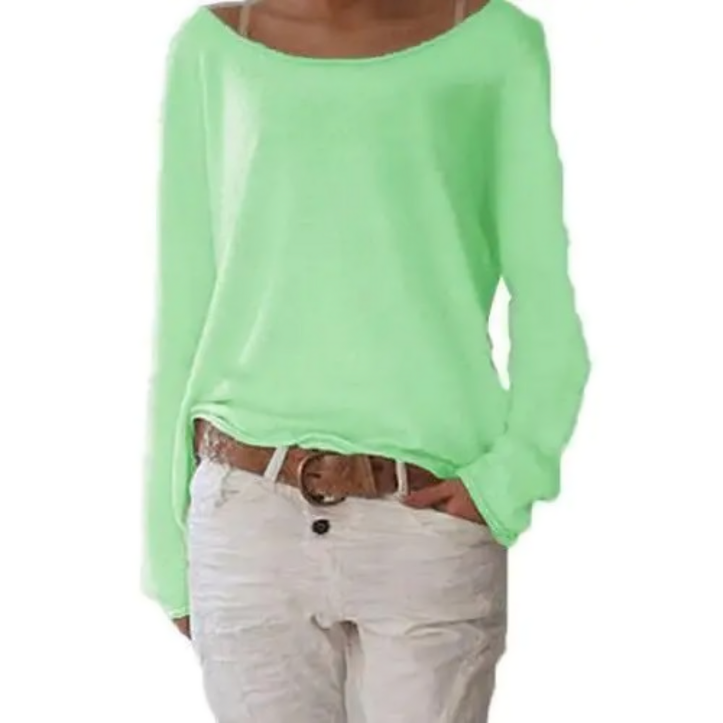 T-shirt à manches longues en laine simple et confortable pour le bureau - Jaune