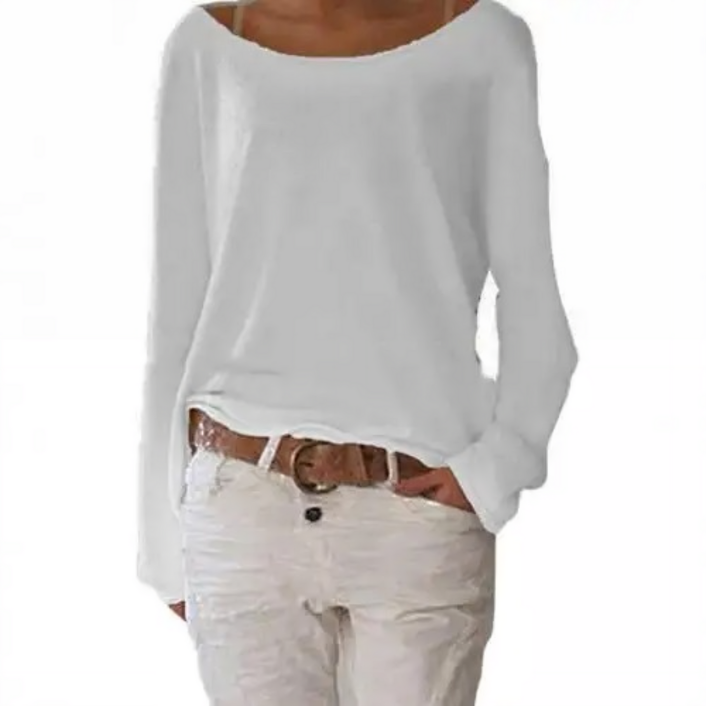 T-shirt à manches longues en laine simple et confortable pour le bureau - Jaune