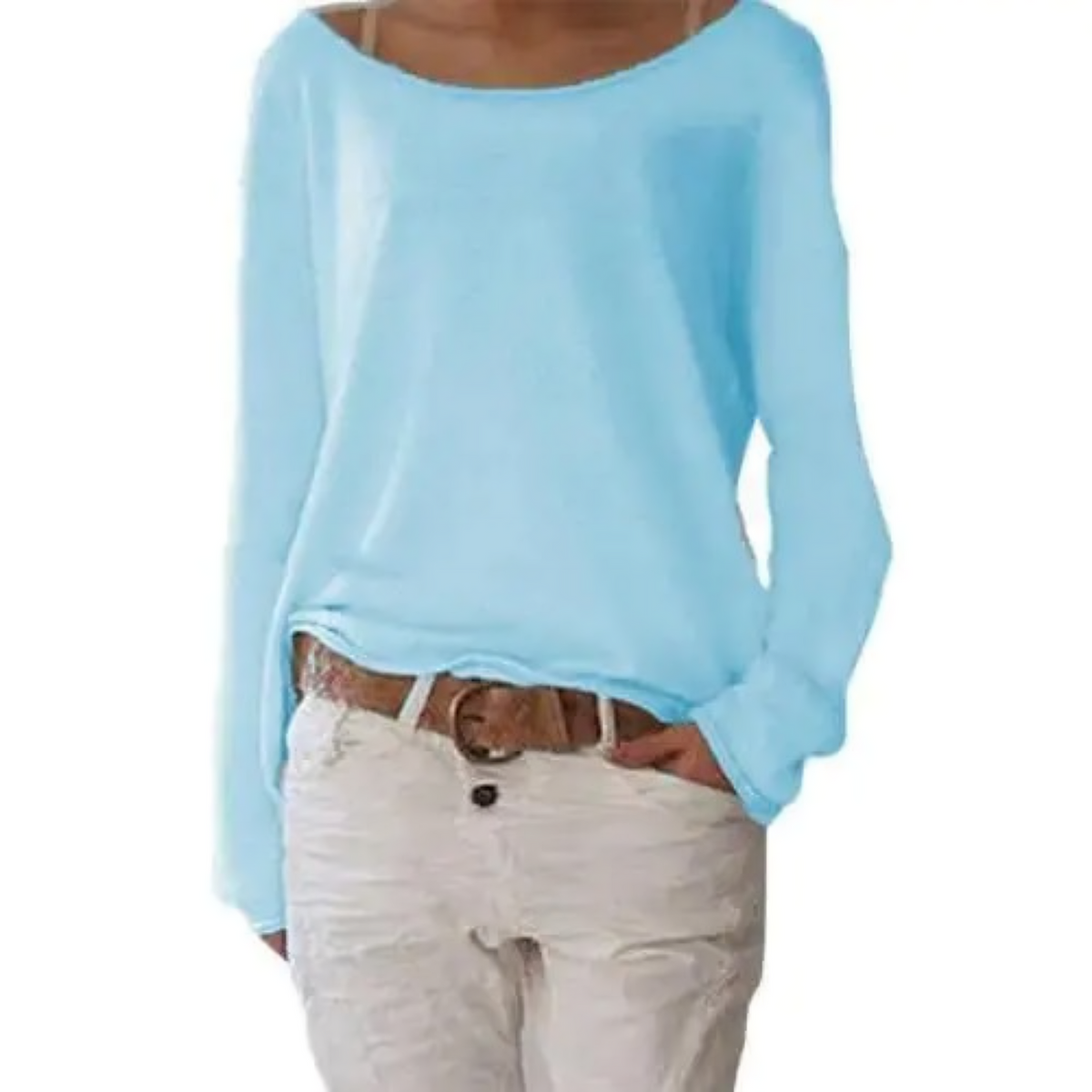 T-shirt à manches longues en laine simple et confortable pour le bureau - Jaune