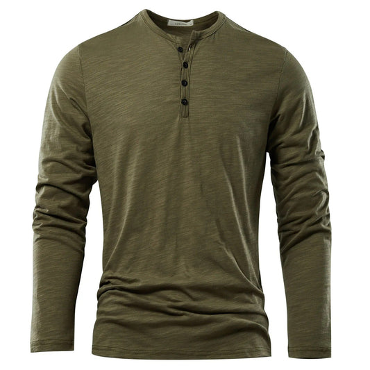 T-shirt à manches longues et col henley pour homme