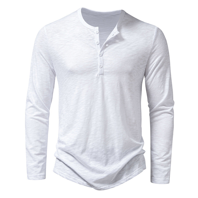 T-shirt à manches longues et col henley pour homme