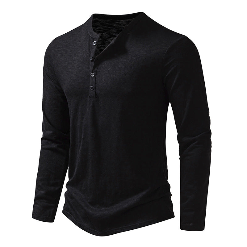 T-shirt à manches longues et col henley pour homme