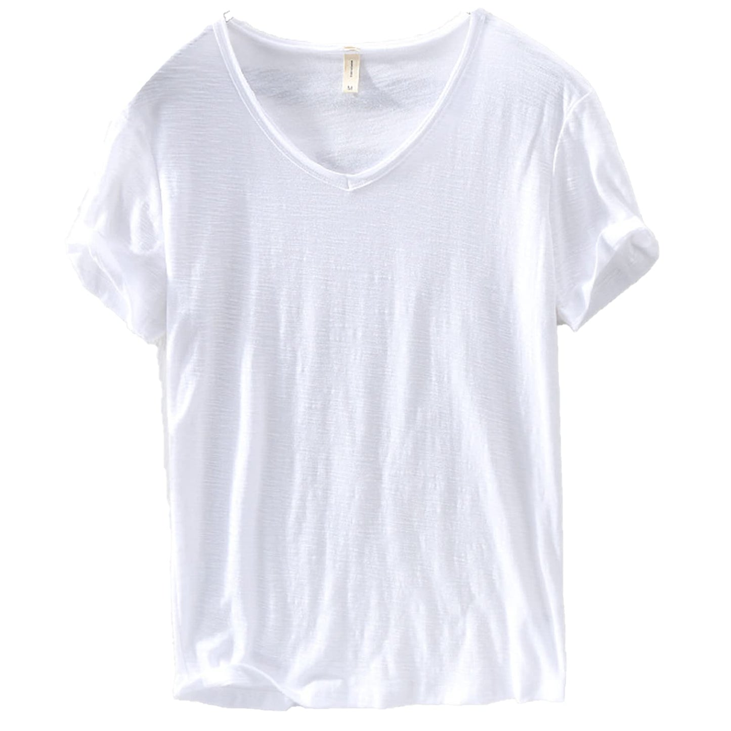 T-shirt col en V en lin et coton pour homme