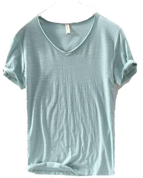 T-shirt col en V en lin et coton pour homme