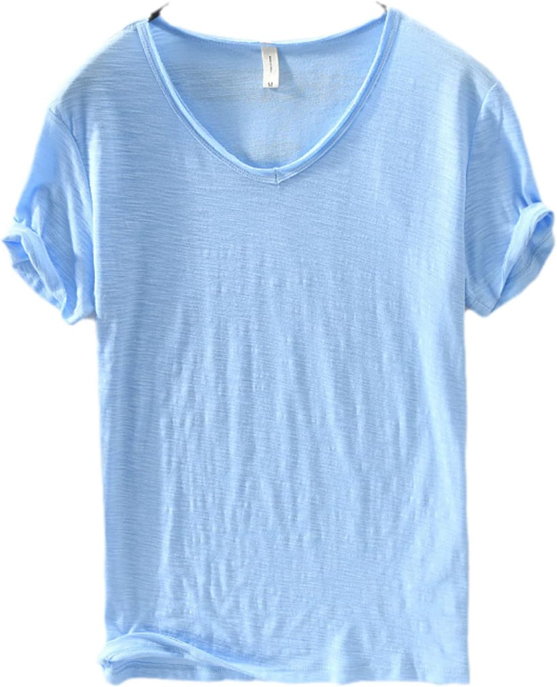 T-shirt col en V en lin et coton pour homme