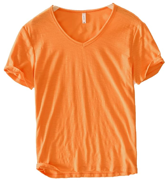 T-shirt col en V en lin et coton pour homme