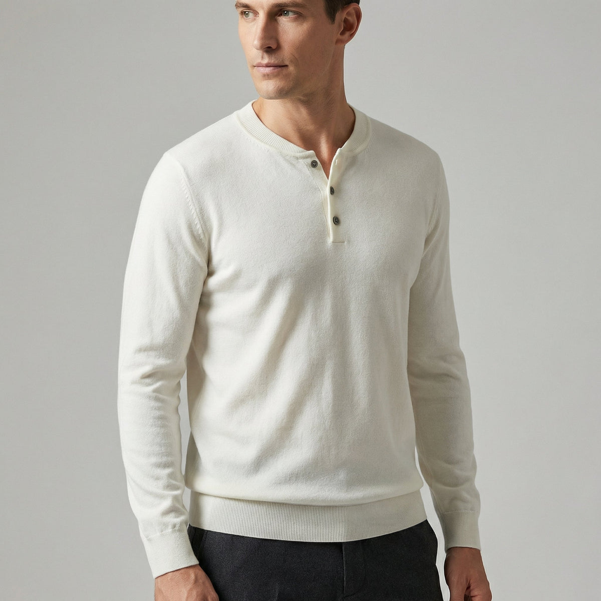 T-shirt henley à manches longues