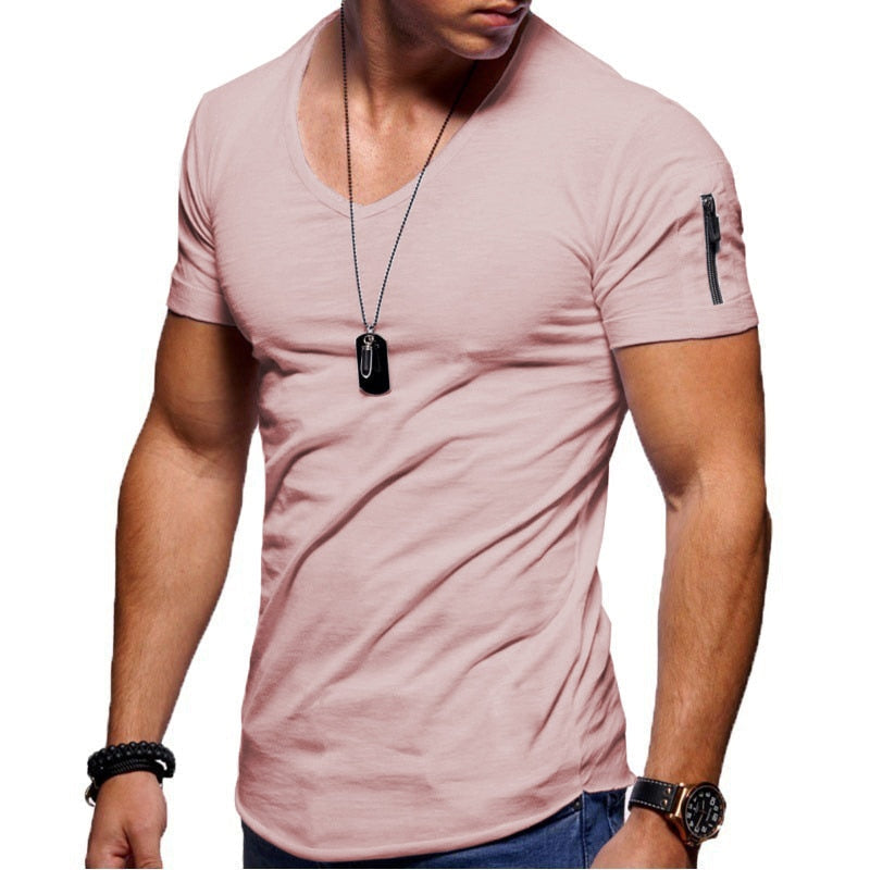 T-shirt homme col en V coupe athlétique