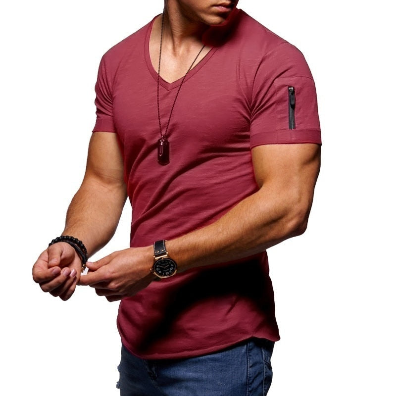 T-shirt homme col en V coupe athlétique