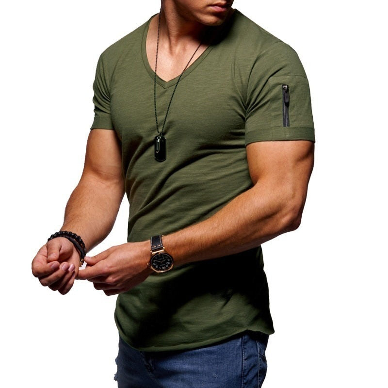 T-shirt homme col en V coupe athlétique