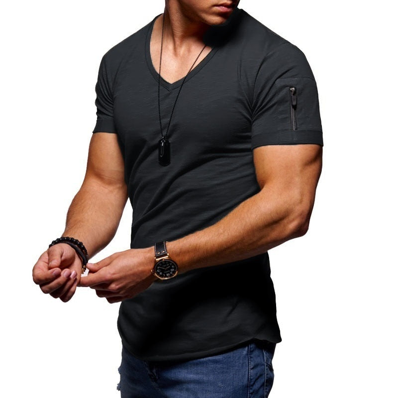 T-shirt homme col en V coupe athlétique