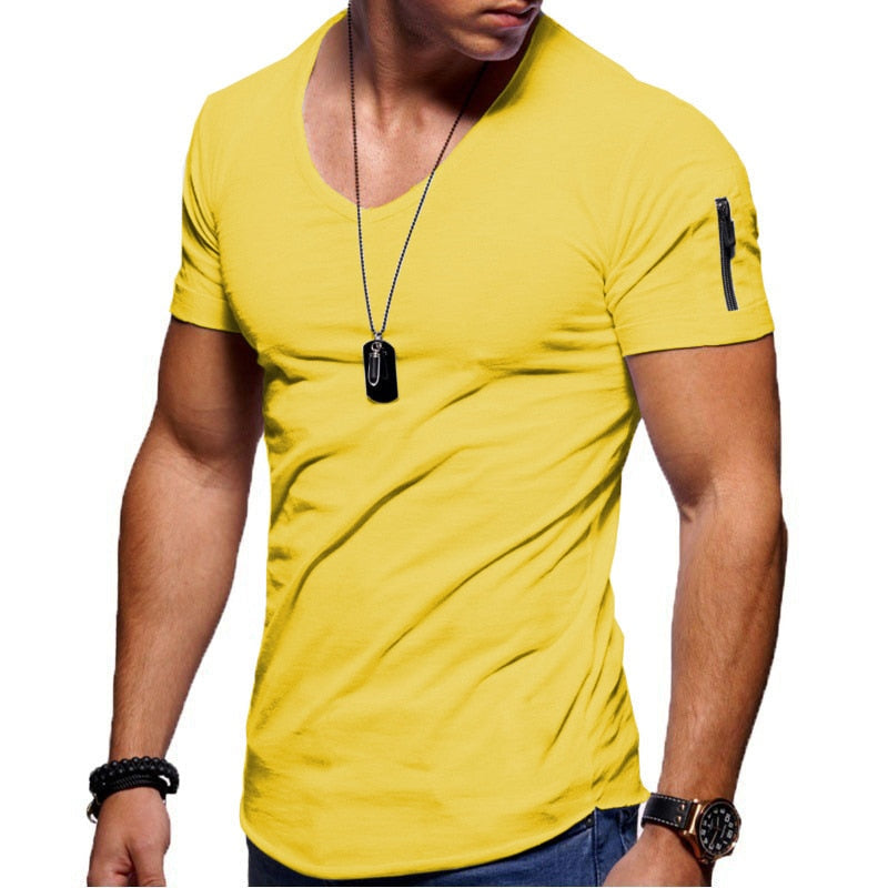 T-shirt homme col en V coupe athlétique