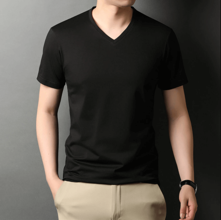T-shirt homme slim fit col V