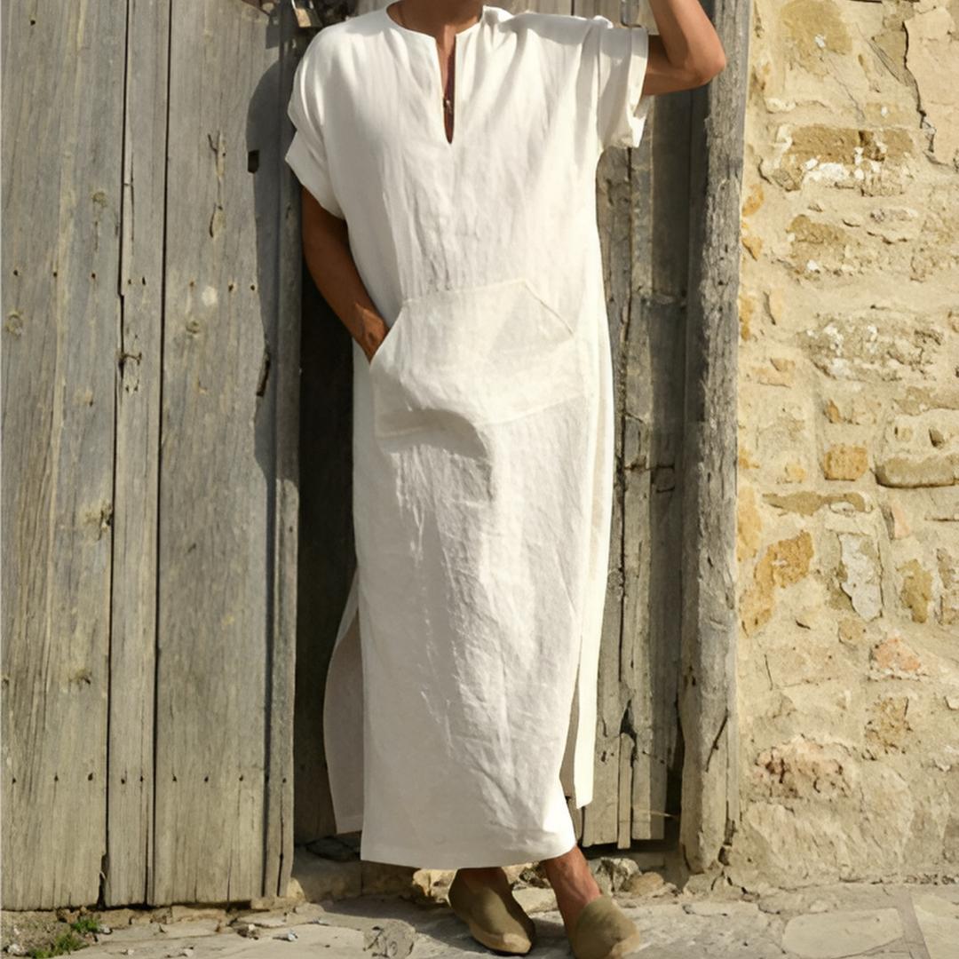 T-shirt long pour homme à col en V