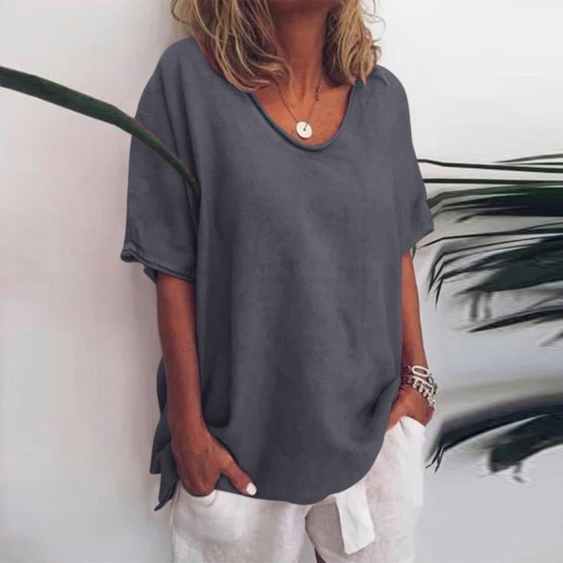 T-shirt oversize col en V pour femme