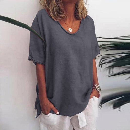 T-shirt oversize col en V pour femme