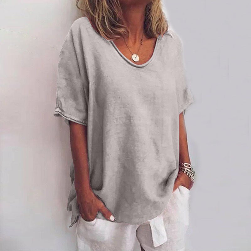T-shirt oversize col en V pour femme