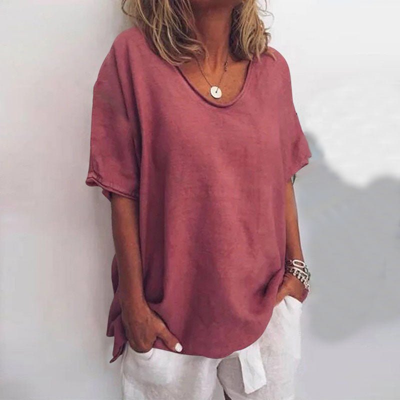 T-shirt oversize col en V pour femme