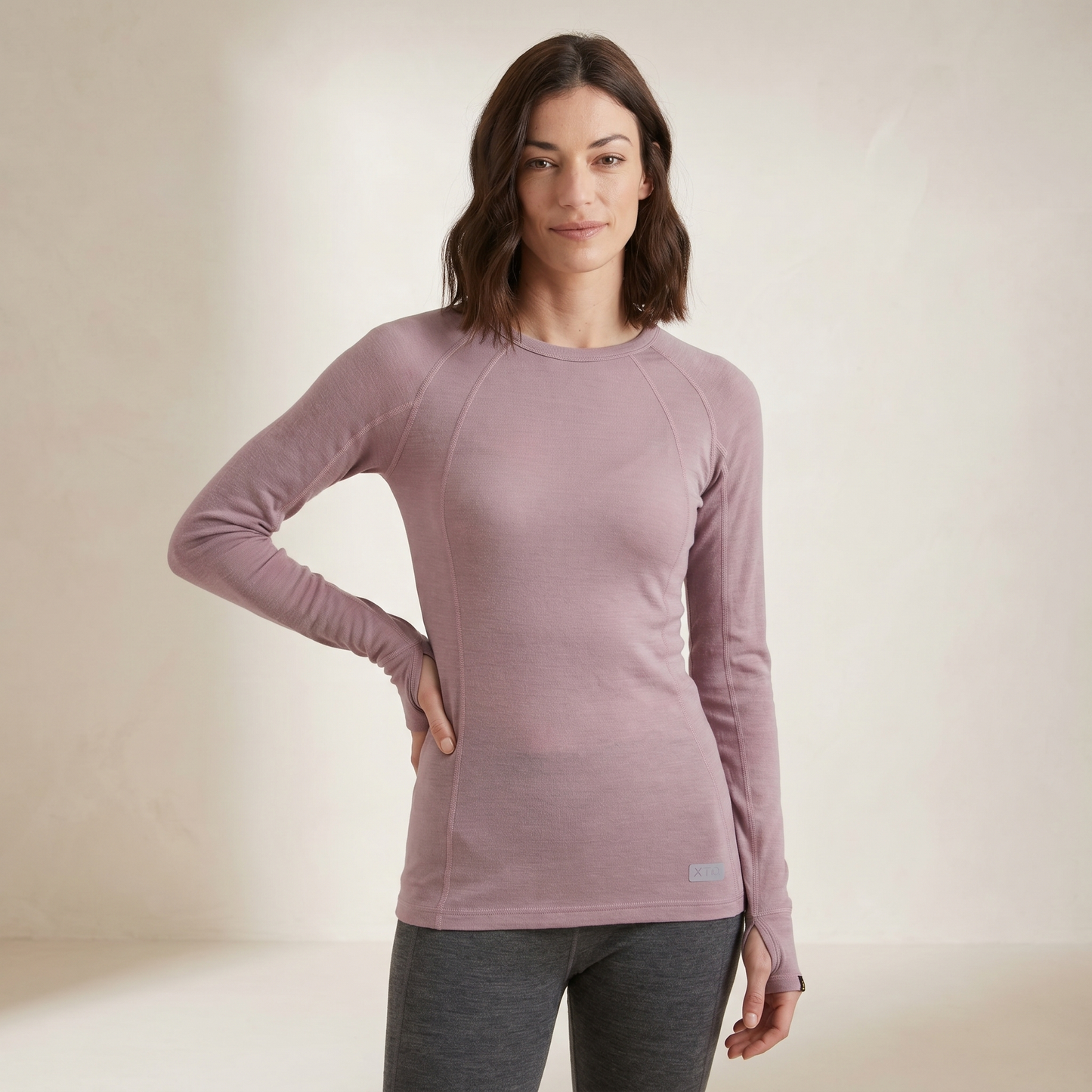 T-shirt thermique à manches longues en laine mérinos pour femme | Couche de base respirante | Col rond