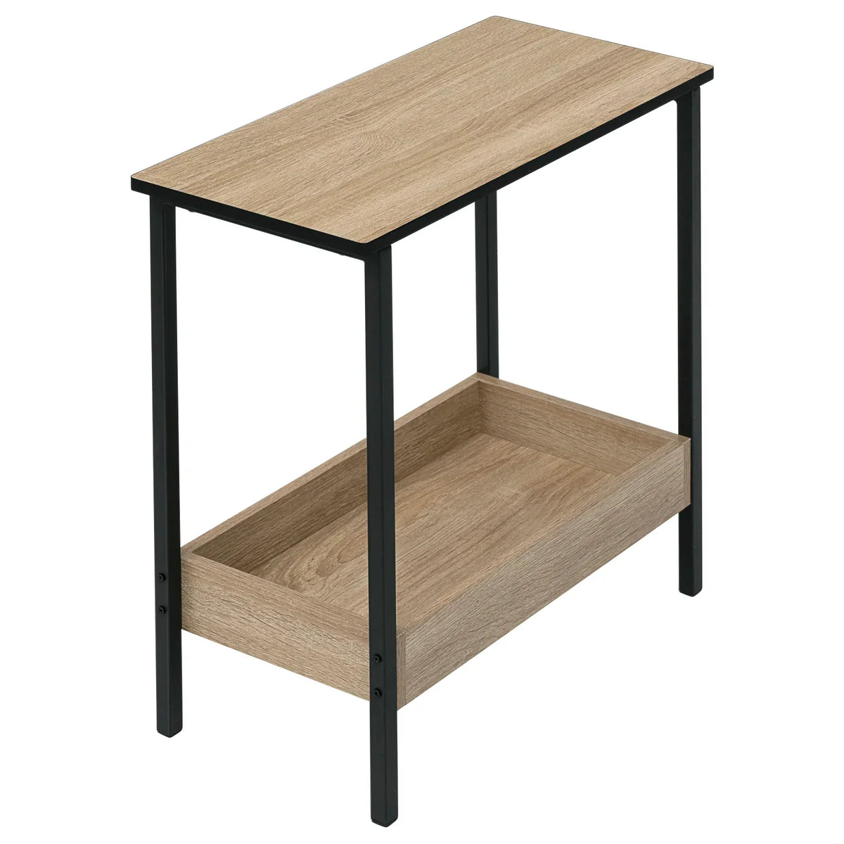 Table d'appoint et table basse avec 2 étagères et espace de rangement supplémentaire