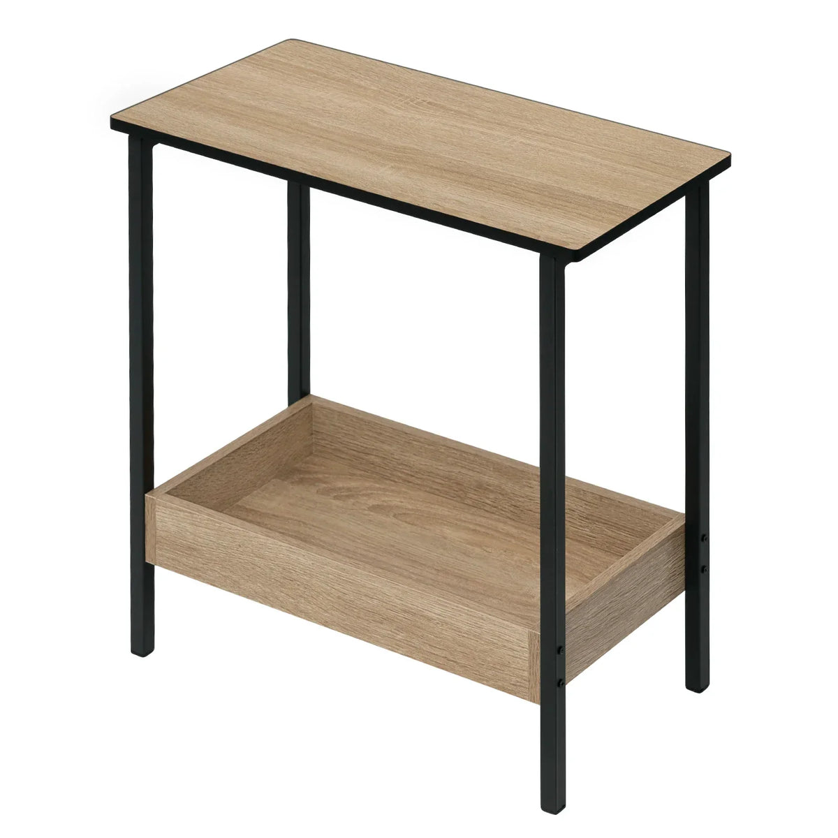 Table d'appoint et table basse avec 2 étagères et espace de rangement supplémentaire