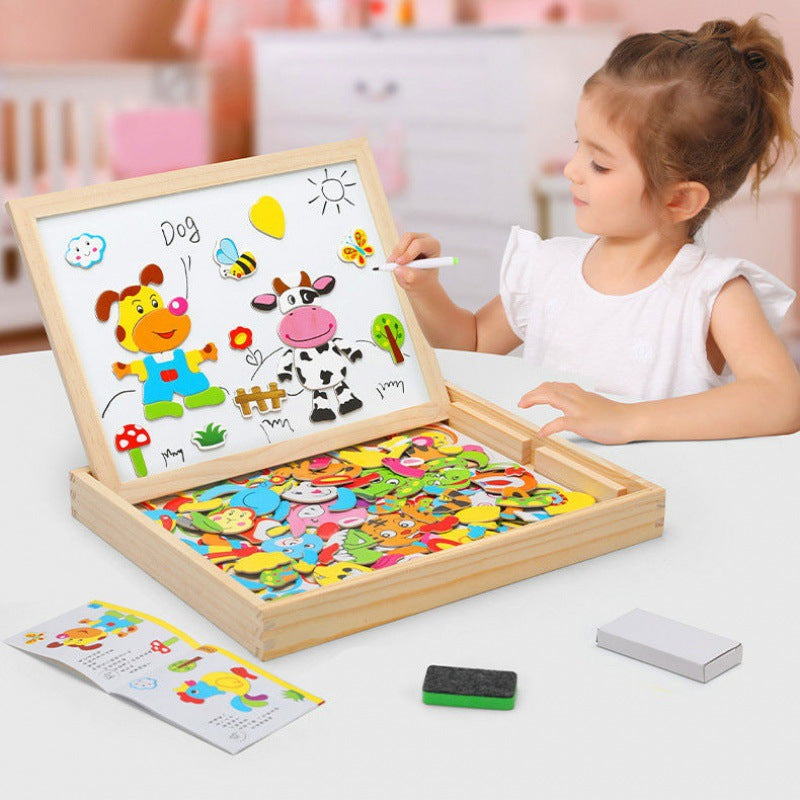 Tableau 2-en-1 Montessori avec aimants et ardoise réutilisable pour enfants