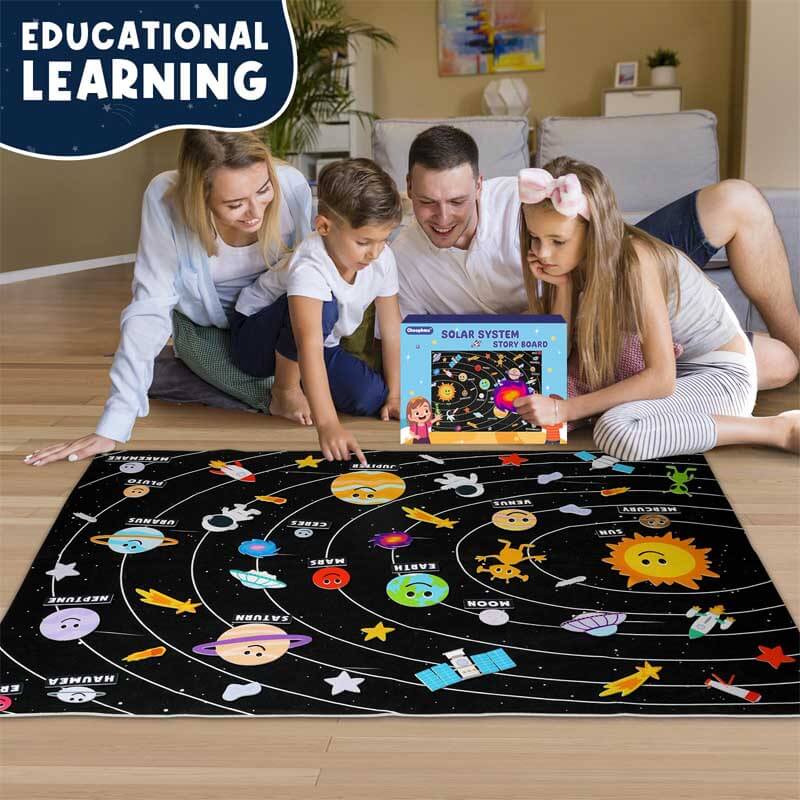 Tableau pédagogique système solaire en feutre pour enfants