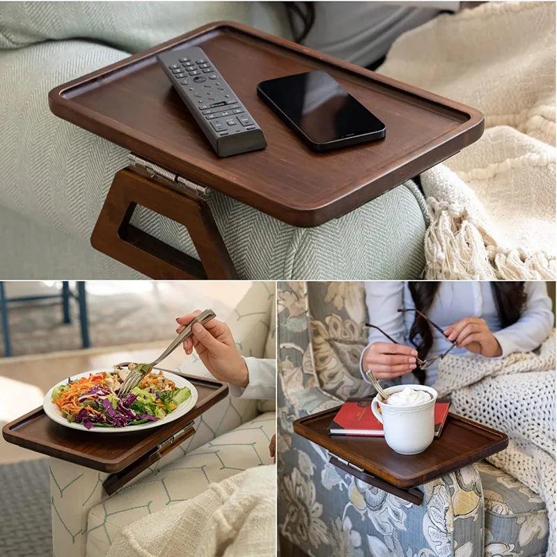 Tablette d'accoudoir de canapé en bambou