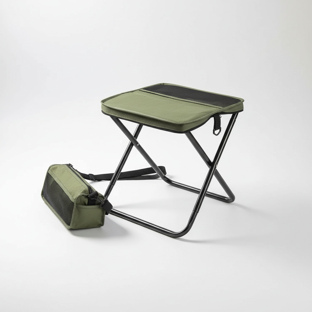 Tabouret de camping trépied pliable