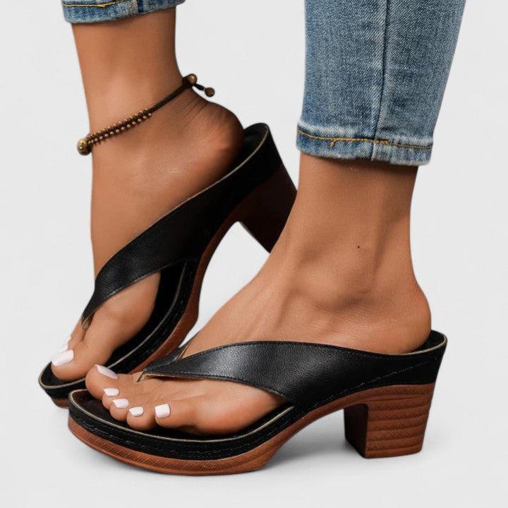 Talons orthopédiques avec semelle intérieure ergonomique et semelle antidérapante – cuir noir 5 cm pour un usage quotidien