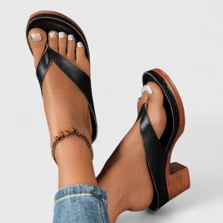 Talons orthopédiques avec semelle intérieure ergonomique et semelle antidérapante – cuir noir 5 cm pour un usage quotidien